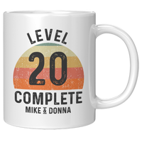 Load image into Gallery viewer, 20th_Anniversary_Mug_Level_20_Complete__11oz_White_RH_Mockup.png
