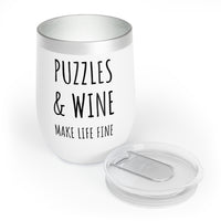 Load image into Gallery viewer, Puzzle Wine Tumbler, Puzzles and Wine Make Life Fine