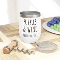 Load image into Gallery viewer, Puzzle Wine Tumbler, Puzzles and Wine Make Life Fine