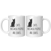 Load image into Gallery viewer, CG-Cat_Mug_-_Because_People_Are_Jerks_11oz_White_FrontBack_Mockup.png
