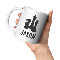 Load image into Gallery viewer, Chess_Mug_Personalized_Chess_Gift_Ches_11oz_White_LH_Model_Mockup.png
