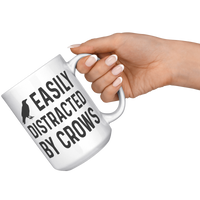 Load image into Gallery viewer, Crow_Gifts_Crow_Mug_Crow_Coffee_Mug_15oz_White_RH_Model_Mockup.png

