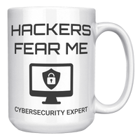 Load image into Gallery viewer, Cybersecurity_Mug_-_Hackers_Fear_Me_15oz_White_RH_Mockup.png
