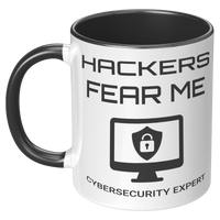 Load image into Gallery viewer, Cybersecurity_Mug_-_Hackers_Fear_Me_LH_Black_Mockup.png
