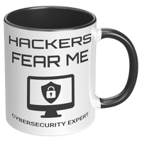Load image into Gallery viewer, Cybersecurity_Mug_-_Hackers_Fear_Me_RH_Black_Mockup.png
