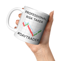 Load image into Gallery viewer, Day_Trader_Mug_-_Professional_Risk_Taker_11oz_White_LH_Model_Mockup.png
