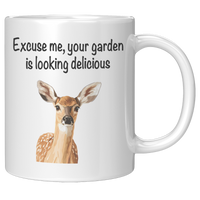 Load image into Gallery viewer, Deer_Mug_Excuse_Me_Your_Garden_Is_Looki_11oz_White_RH_Mockup.png_13577984
