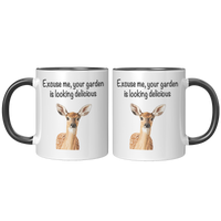 Load image into Gallery viewer, Deer_Mug_Excuse_Me_Your_Garden_Is_Looki_FrontBack_Black_Mockup.png_13577970