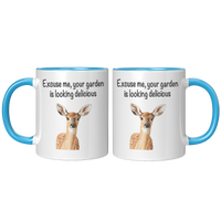 Load image into Gallery viewer, Deer_Mug_Excuse_Me_Your_Garden_Is_Looki_FrontBack_Blue_Mockup.png_13577972