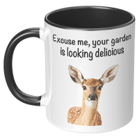 Load image into Gallery viewer, Deer_Mug_Excuse_Me_Your_Garden_Is_Looki_LH_Black_Mockup.png_13577969