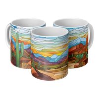 Load image into Gallery viewer, Desert_Mug_Stained_Glass_Desert_Coffee__3pc_Triangle_View_Mockup.png
