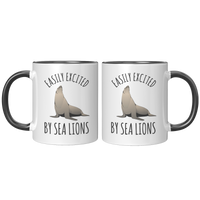 Load image into Gallery viewer, Easily_Excited_by_Sea_Lions_Mug_FrontBack_Black_Mockup.png
