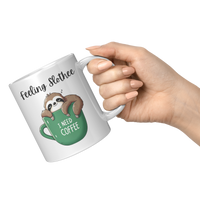 Load image into Gallery viewer, Feeling_Slothee_Mug_11oz_White_RH_Model_Mockup.png
