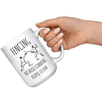 Load image into Gallery viewer, Fencing_Gifts_Fencing_Mug_Fencing_Coff_15oz_White_RH_Model_Mockup.png
