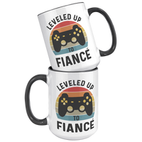 Load image into Gallery viewer, Fiance_Mug_Leveled_Up_to_Fianc_Gamer_15oz_Accent_FrontBack_Black_Mockup.png
