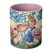 Load image into Gallery viewer, Floral_Pig_Stained_Glass_Mug_Center_Main_Mockup.png
