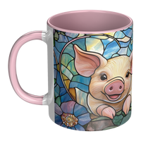 Load image into Gallery viewer, Floral_Pig_Stained_Glass_Mug_LH_Main_Mockup.png
