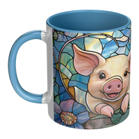 Load image into Gallery viewer, Floral_Pig_Stained_Glass_Mug_LH_Main_Mockup.png
