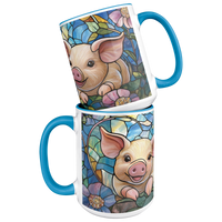Load image into Gallery viewer, Floral_Pig_Stained_Glass_Mug_Mug_Stacked_Mockup.png
