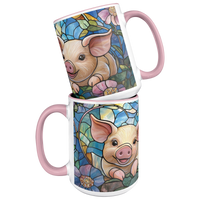 Load image into Gallery viewer, Floral_Pig_Stained_Glass_Mug_Stacked_Mockup.png
