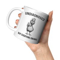 Load image into Gallery viewer, Funny_Undiagnosed_Chicken_Mug_11oz_White_LH_Model_Mockup.png