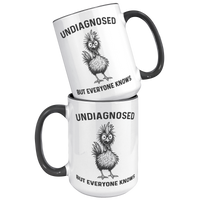 Load image into Gallery viewer, Funny_Undiagnosed_Chicken_Mug_15oz_Accent_FrontBack_Black_Mockup.png