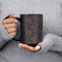 Load image into Gallery viewer, Gothic_Roses_Coffee_Mug_Lifestyle_LH_Chest_Mockup.png
