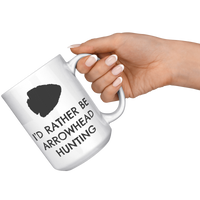 Load image into Gallery viewer, Id_Rather_Be_Arrowhead_Hunting_Coffee_M_15oz_White_RH_Model_Mockup.png
