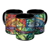 Load image into Gallery viewer, Iguanas_Stained_Glass_Mug_3pc_Triangle_View_Mockup.png
