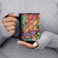 Load image into Gallery viewer, Iguanas_Stained_Glass_Mug_Lifestyle_LH_Chest_Mockup.png
