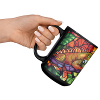Load image into Gallery viewer, Iguanas_Stained_Glass_Mug_Lifestyle_LH_Raised_Angle_Mockup.png

