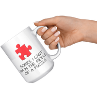 Load image into Gallery viewer, Jigsaw_Puzzle_Lover_Mug_-_Sorry_Im_in__15oz_White_RH_Model_Mockup.png
