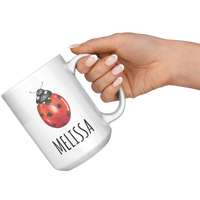 Load image into Gallery viewer, Ladybug_Mug_Personalized_Ladybug_Gift__15oz_White_RH_Model_Mockup.png
