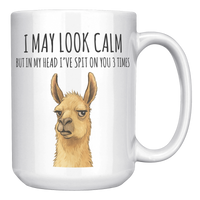 Load image into Gallery viewer, Llama_Mug_-_Ive_Spit_on_You_3_Times_15oz_White_RH_Mockup.png