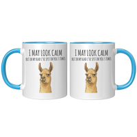 Load image into Gallery viewer, Llama_Mug_-_Ive_Spit_on_You_3_Times_FrontBack_Blue_Mockup.png