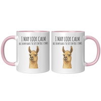 Load image into Gallery viewer, Llama_Mug_-_Ive_Spit_on_You_3_Times_FrontBack_Pink_Mockup.png