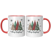 Load image into Gallery viewer, Merry_Christmas_Mug_with_Xmas_Trees_and__FrontBack_Red_Mockup.png
