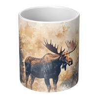 Load image into Gallery viewer, Moose_Mug_Watercolor_Moose_in_Forest_Co_Center_Main_Mockup.png
