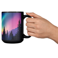 Load image into Gallery viewer, Northern_Lights_Mug_Lifestyle_RH_Cheers_Mockup.png
