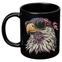 Load image into Gallery viewer, Patriotic_Mug_Funny_Bald_Eagle_with_Ame_11oz_Black_LH_Mockup.png
