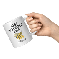Load image into Gallery viewer, Personalized_Best_Beekeeper_Ever_Mug_11oz_White_RH_Model_Mockup.png
