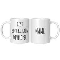 Load image into Gallery viewer, Personalized_Best_Blockchain_Developer_M_11oz_White_FrontBack_Mockup.png
