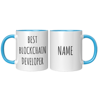 Load image into Gallery viewer, Personalized_Best_Blockchain_Developer_M_FrontBack_Blue_Mockup.png
