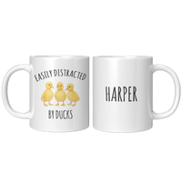Load image into Gallery viewer, Personalized_Easily_Distracted_by_Ducks__11oz_White_FrontBack_Mockup.png
