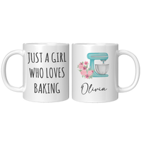 Load image into Gallery viewer, Personalized_Just_a_Girl_Who_Loves_Bakin_11oz_White_FrontBack_Mockup.png

