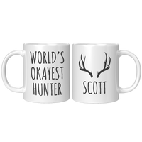 Load image into Gallery viewer, Personalized_Worlds_Okayest_Hunter_Mug_11oz_White_FrontBack_Mockup.png
