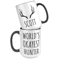 Load image into Gallery viewer, Personalized_Worlds_Okayest_Hunter_Mug_15oz_Accent_FrontBack_Black_Mockup.png
