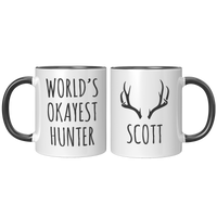 Load image into Gallery viewer, Personalized_Worlds_Okayest_Hunter_Mug_FrontBack_Black_Mockup.png
