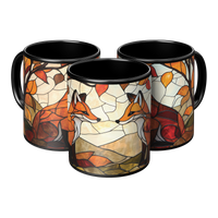 Load image into Gallery viewer, Stained_Glass_Fox_Mug_3pc_Triangle_View_Mockup.png
