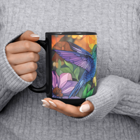 Load image into Gallery viewer, Stained_Glass_Hummingbirds_Coffee_Mug_Lifestyle_LH_Chest_Mockup.png
